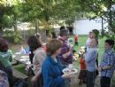 enjoying Pizza in the Hut at Chabad
