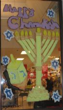 Completed Menorah Art Work at Stop and Shop Windows